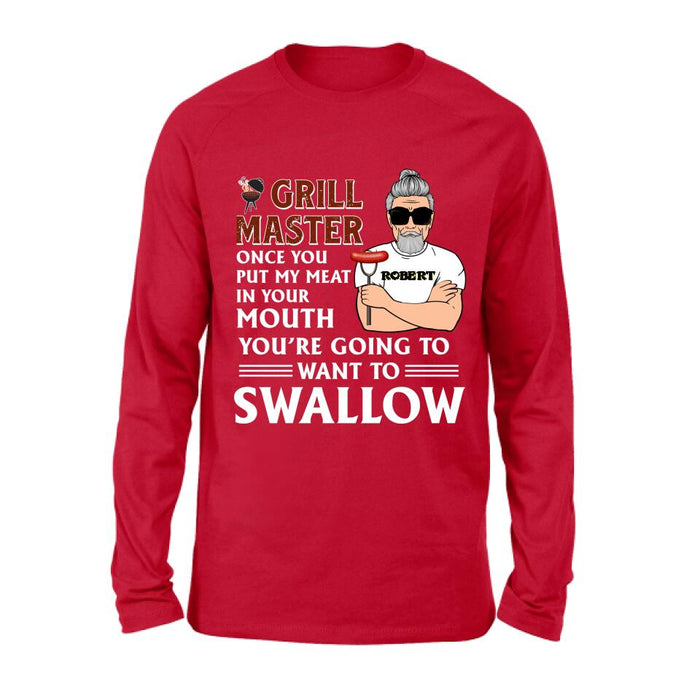 Personalized Barbeque Shirt/Hoodie - Gift Idea For Barbeque Lovers - Grill Master Once You Put My Meat In Your Mouth, You're Going To Want To Swallow