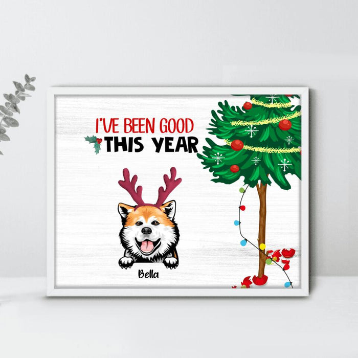 Personalized Christmas Cat Dog Poster - Up to 3 Pets - Christmas Gift For Cat/Dog Lover - We've Been Good This Year