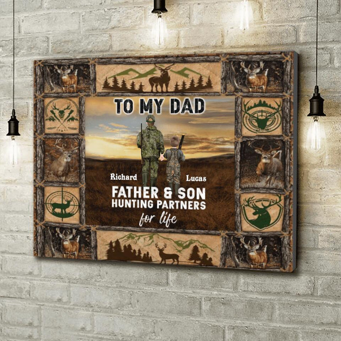 Personalized Hunting Canvas - Gift Idea Father's Day From Son - Father & Son Hunting Partners For Life