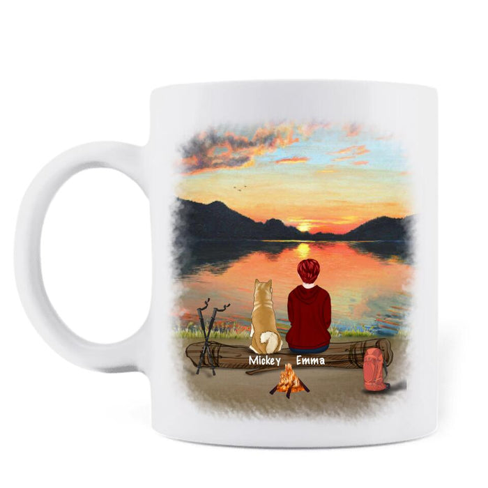 Personalized Hiking Coffee Mug - Man/Woman/Couple/Parents With Up to 6 Pets And 4 Kids - Gift For Hiking Lover - Head For The Hills
