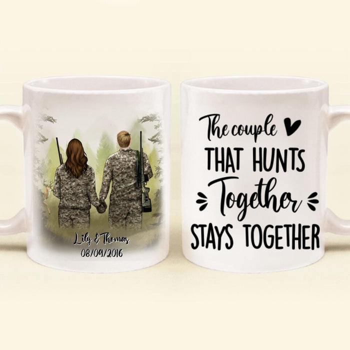 Personalized Hunting Coffee Mug - Hunting Couple Holding Hands Coffee Mug - The couple that hunts together stays together