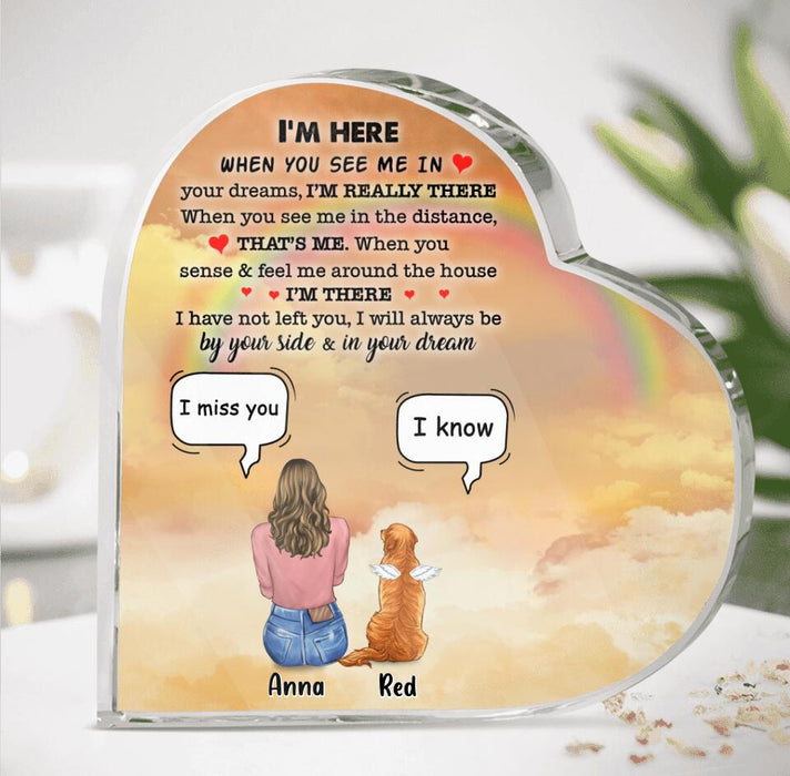 Personalized Memorial Dog Mom Heart-Shaped Acrylic Plaque - Up to 4 Dogs - Gift Idea For Mother's Day/Dog Lover - I'm Here