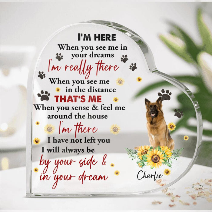 Personalized Memorial Dog Photo Heart-Shaped Acrylic Plaque - Gift Idea For Dog Lover - I'm Here