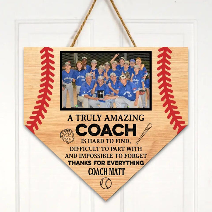 Personalized Baseball Coach Wooden Sign - Team Gift For Baseball Coach/End Of Season Gift - A Truly Amazing Coach