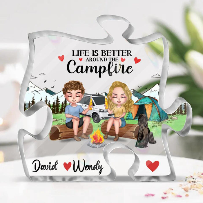 Personalized Camping Couple Acrylic Plaque - Christmas Gift Idea For Couple/Camping Lovers - Life Is Better Around The Campfire