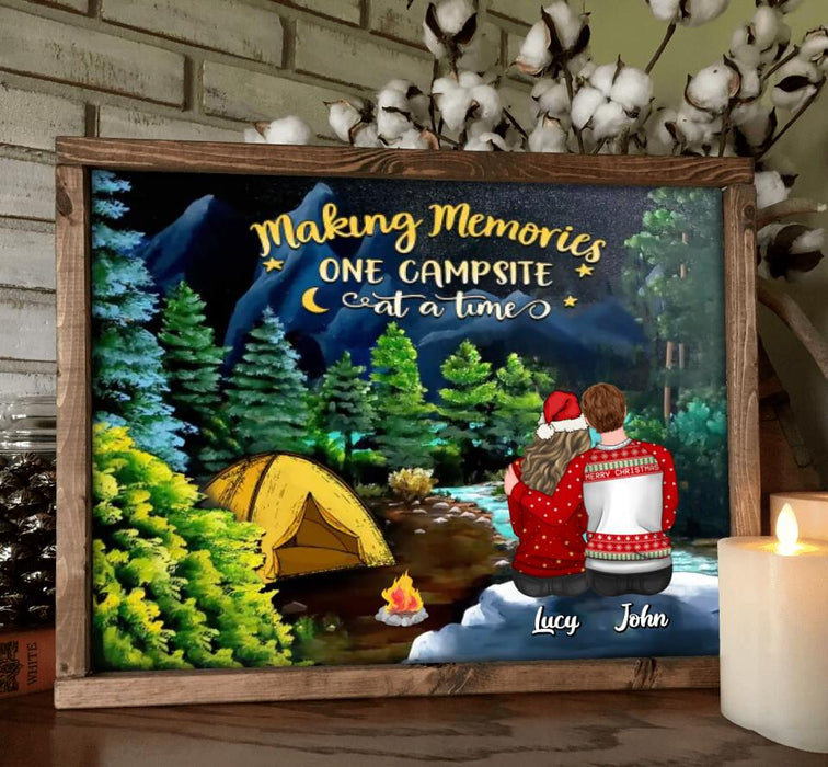 Personalized Camping Christmas Couple Horizontal Poster - Christmas Gift Idea For Couple - Making Memories One Campsite At A Time