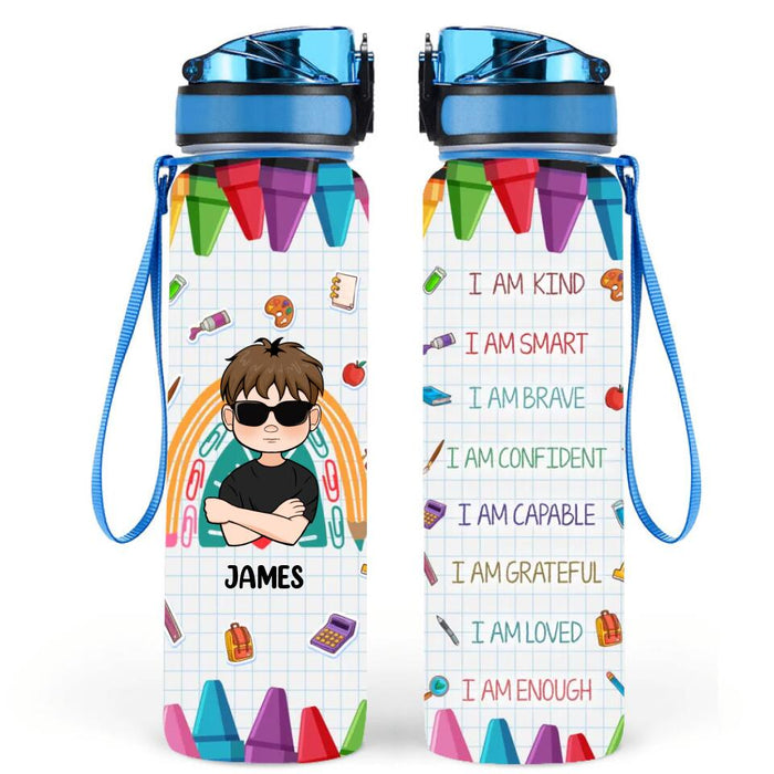 Personalized Back To School Bottle Tracker - Gift Idea For Student/Son/Daughter - I Am Kind, I Am Smart
