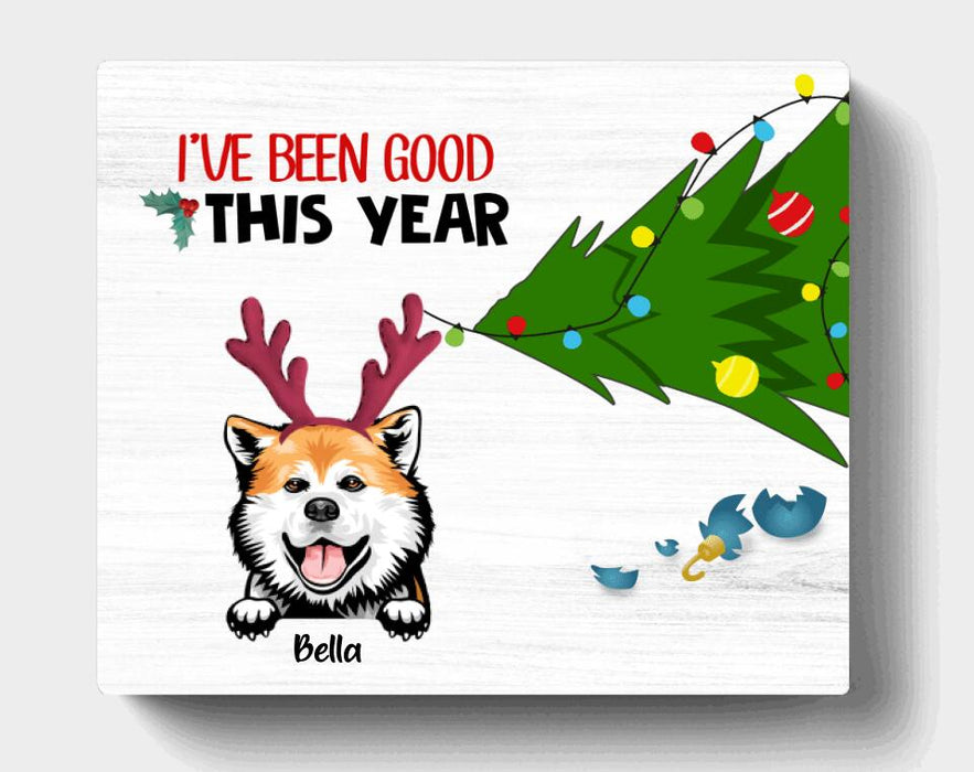 Personalized Christmas Cat Dog Canvas - Up to 3 Pets - Christmas Gift For Cat/Dog Lover - We've Been Good This Year
