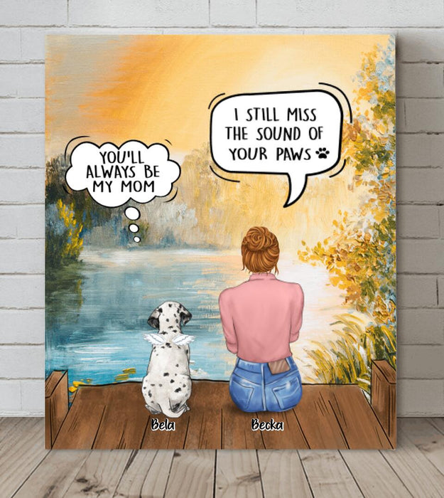 Personalized Memorial Pet Mom Canvas - Woman With Up to 5 Pets - Best Gift For Pet Lover - It's So Hard To Say Goodbye