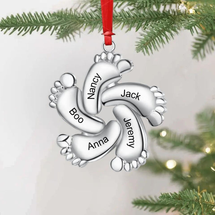 Personalized Baby Feet Aluminium Ornament - Up to 6 Feet - Christmas Gift Idea For Family