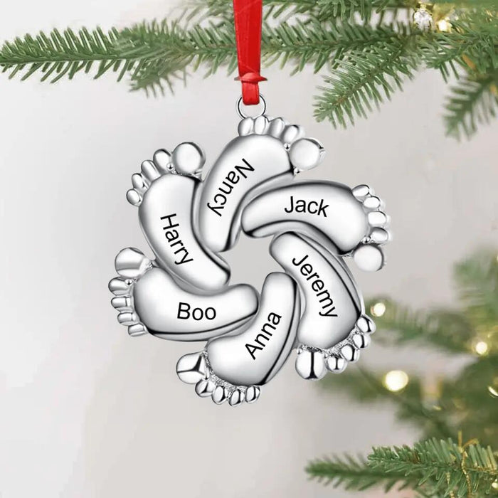 Personalized Baby Feet Aluminium Ornament - Up to 6 Feet - Christmas Gift Idea For Family
