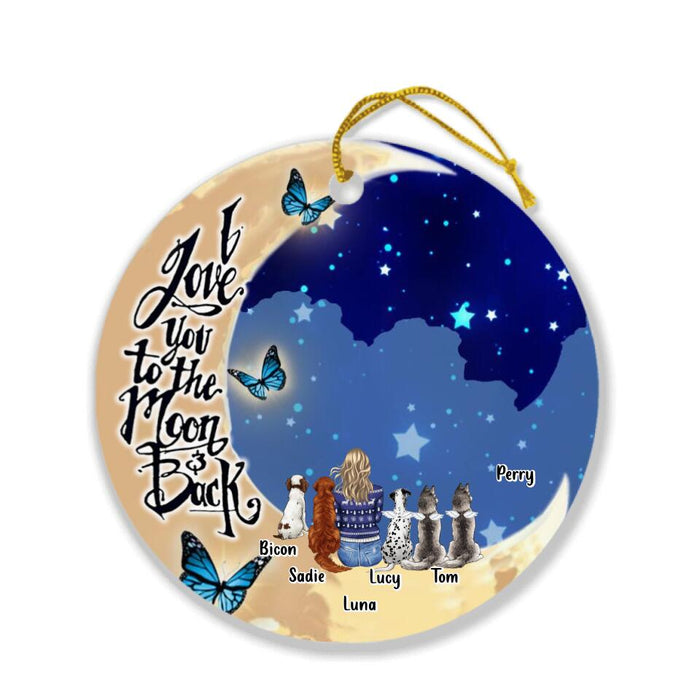 Personalized Dog Moon Ornament - Up to 5 Dogs - Best Gift For Dog Lover - I Love You To The Moon And Back