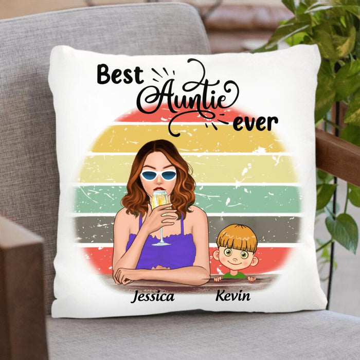 Personalized Aunt Pillow Cover -  Aunt With Up to 2 Kids - 7ICUJZ