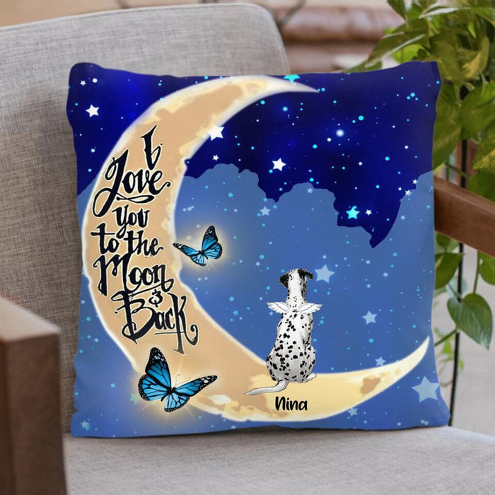 Personalized Memorial Pet Pillow Cover - Up to 5 Pets - Best Gift For Dog/Cat Lover - I Love You To The Moon & Back
