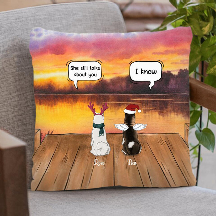 Personalized Xmas Pet Memorial Pillow Cover - Up to 5 Dogs/Cats - Christmas Memorial Gift For Dog/Cat Lover