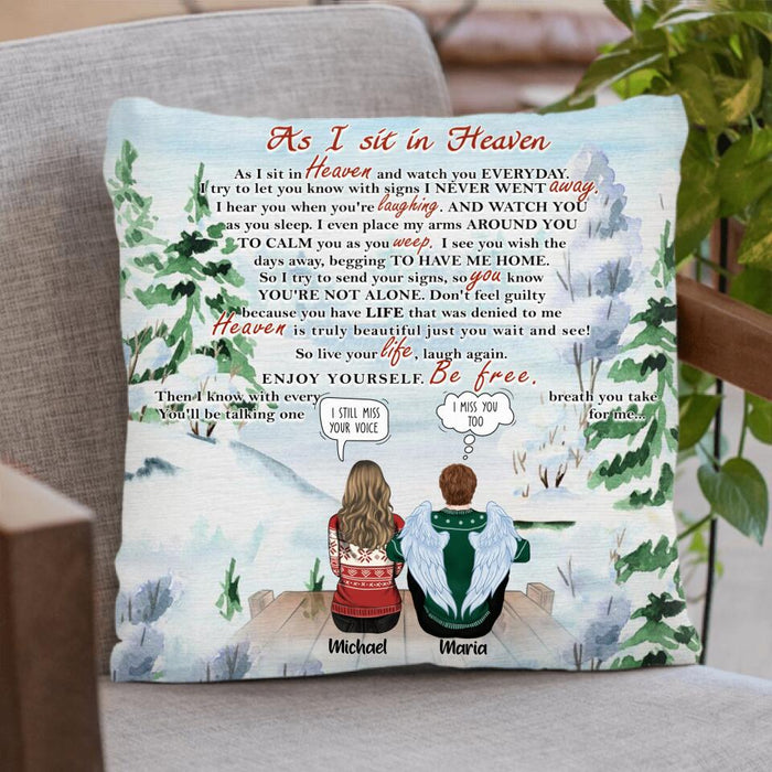 Personalized Memorial Pillow - Up to 4 People & 2 Pets - As I Sit In Heaven
