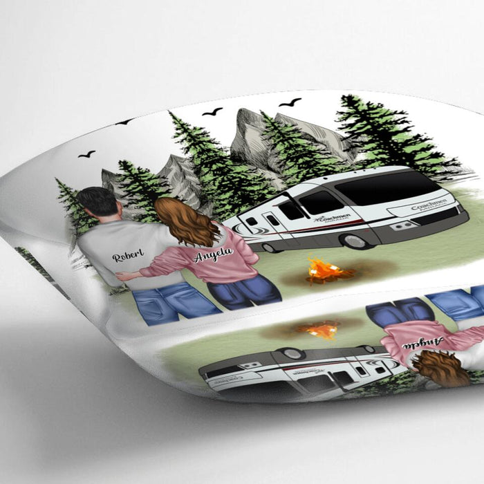 Personalized Camping Pillow Cover Cushion Cover - Gifts for Couples, Camping Lovers - Husband and Wife Camping Partners For Life