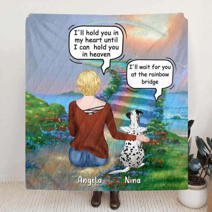 Personalized Memorial Dog Quilt/Fleece Blanket/Pillow Cover - Up to 4 Dogs - Memorial Gift For Dog Lovers