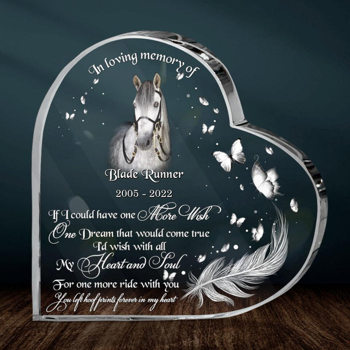 Personalized Memorial Horse Photo Acrylic Plaque - Memorial Gift Idea For Horse Owners - If I Could Have One More Wish