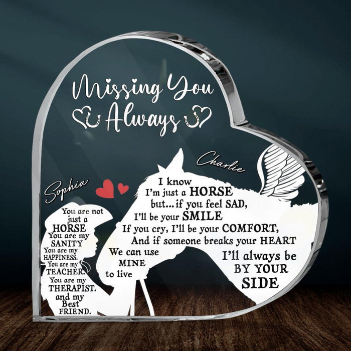 Personalized Horse Mom Acrylic Plaque - Memorial Gift For Horse Owners - Missing You Always