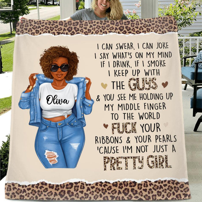Personalized Girl Fleece/ Quilt Blanket - Gift For Girl/ Birthday Gift - I'm Not Just A Pretty Girl