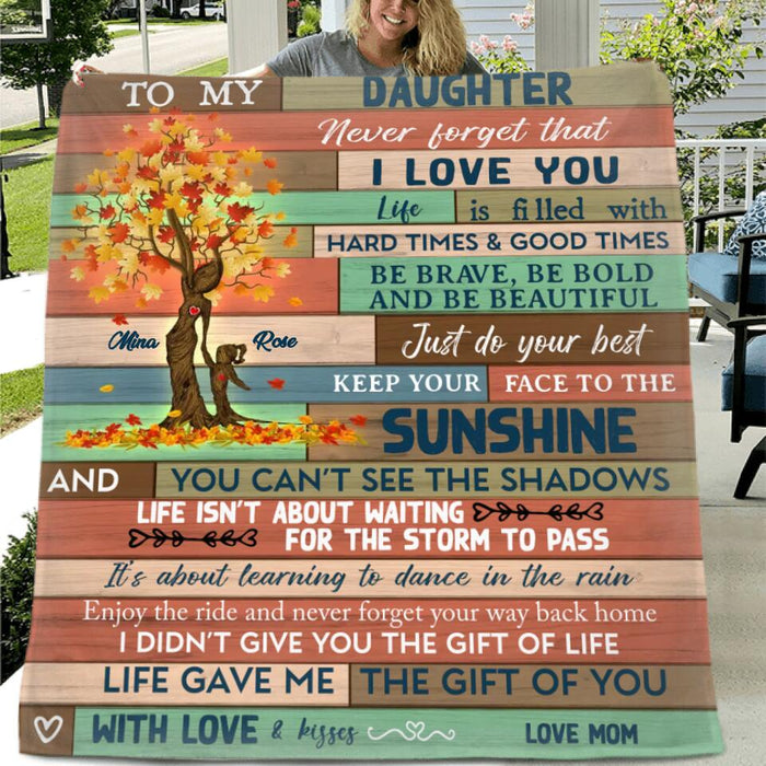 Personalized Daughter/Granddaughter Fleece Throw Blanket & Quilt - Gift Idea From Mom/Grandma - Never Forgot That I Love You