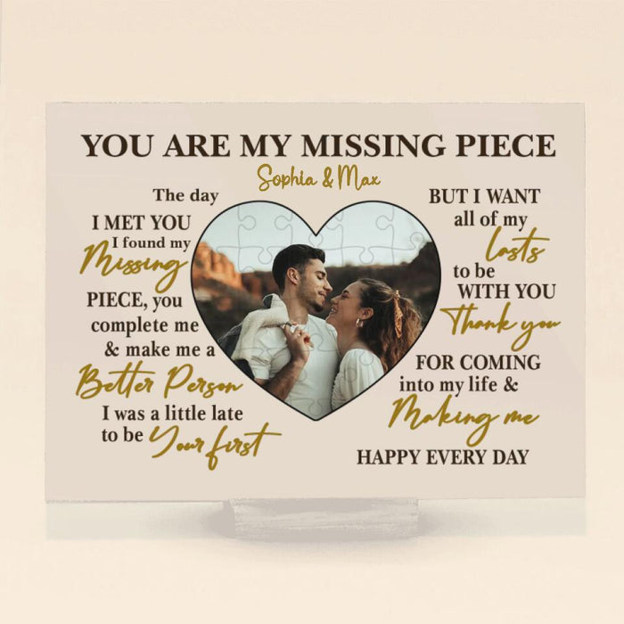 Personalized Couple Photo Acrylic Plaque - Mother's Day Gift From Husband/Gift for Couple - You Are My Missing Piece