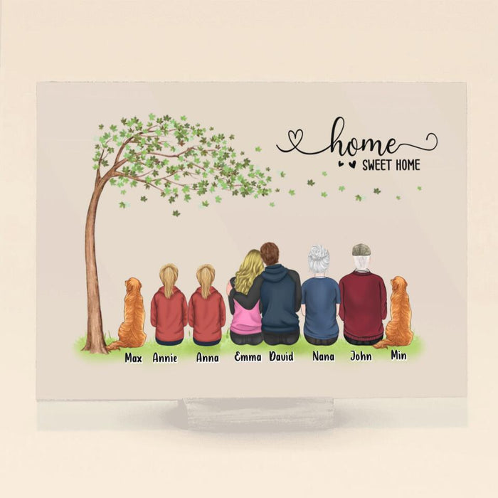 Personalized Family Acrylic Plaque - Gift Idea For Whole Family/Couple/Pet Lover - Up to 6 People And 4 Pets - Home Sweet Home