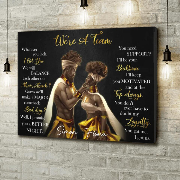 Personalized Black Couple Canvas - Gift Idea For Couple/Mother's Day Gift For Wife From Husband - We're A Team