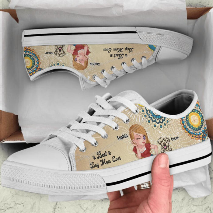 Personalized Pet Mom Low Top Sneakers - Gift Idea For Dog Lovers with up to 5 Pets - Best Dog Mom Ever