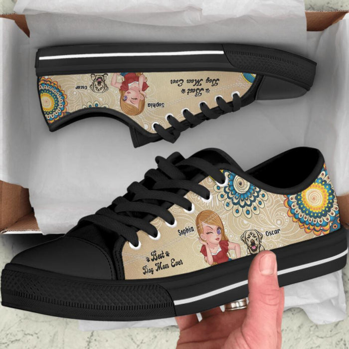 Personalized Pet Mom Low Top Sneakers - Gift Idea For Dog Lovers with up to 5 Pets - Best Dog Mom Ever