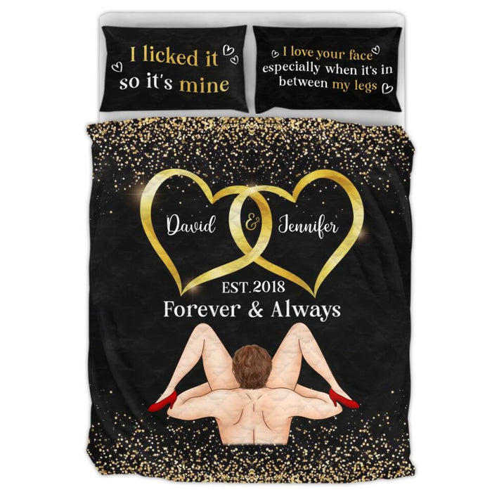 Custom Personalized Quilt Bed Sets - Valentine's Day Gift Idea For Her/Him - I Licked It So It's Mine