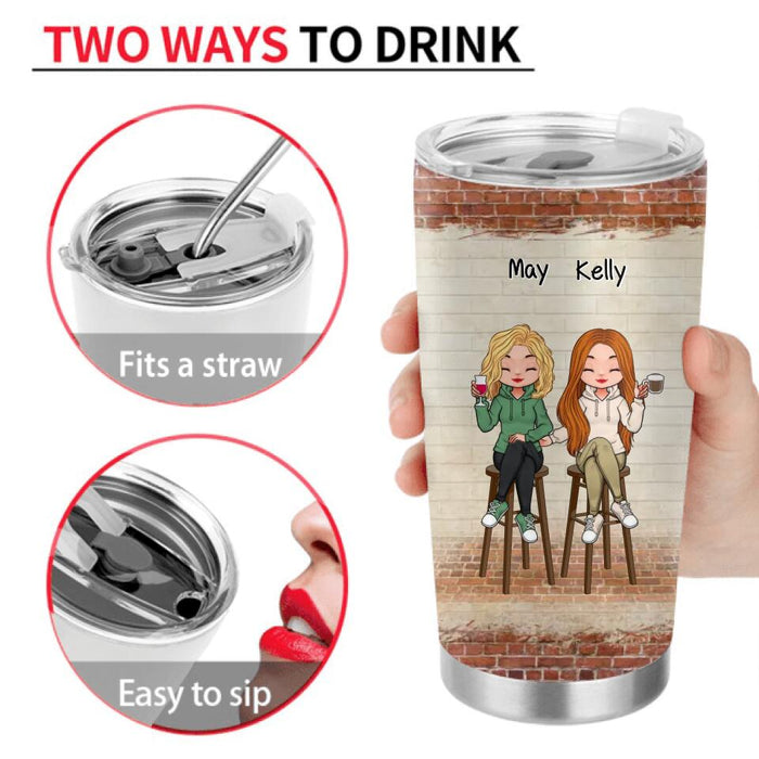 Personalized Bar Friends Tumbler - Up to 5 Girls - Gift Idea For Sisters/Friends/Besties - We're Not Sugar & Spice And Everything Nice