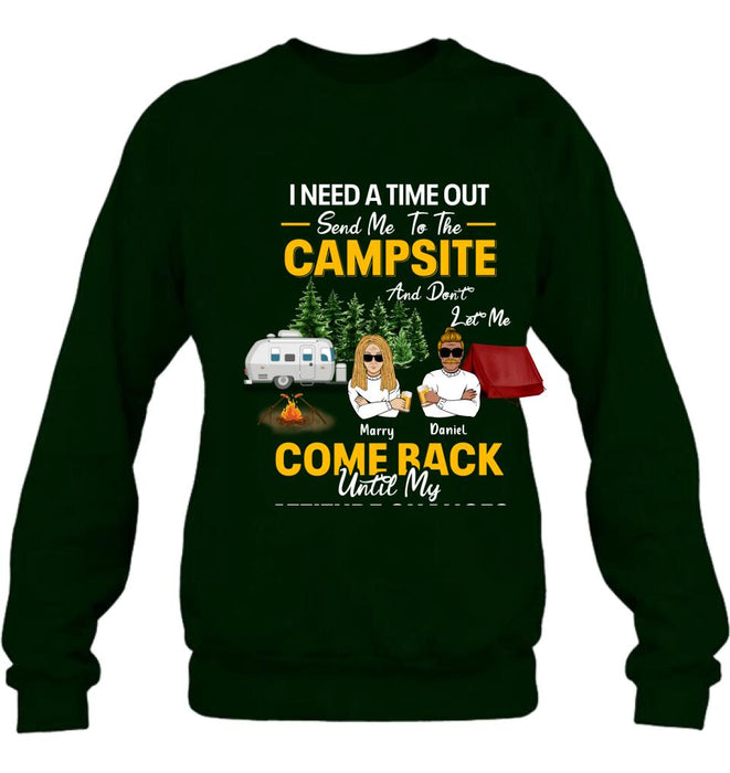 Personalized Camping T-shirt/Hoodie/Sweatshirt - Gift For Camping Lovers - I Need A Time Out Send Me To The Campsite