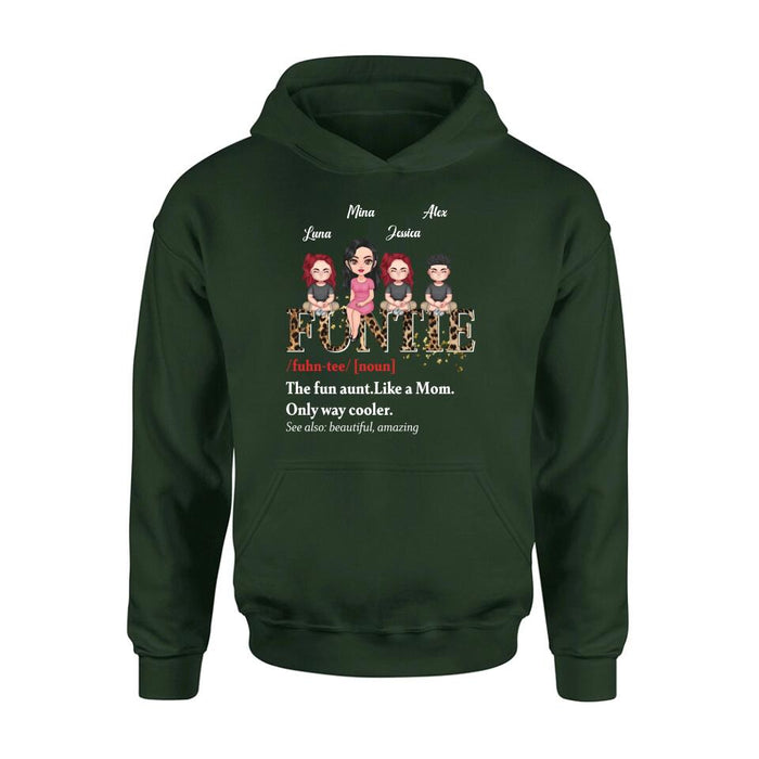 Personalized Auntie & Kids T-shirt/Long Sleeve/Sweatshirt/Hoodie - Gift Idea For Aunt/Mother's Day - Up to 3 Kids - The Fun Aunt Like A Mom Only Way Cooler