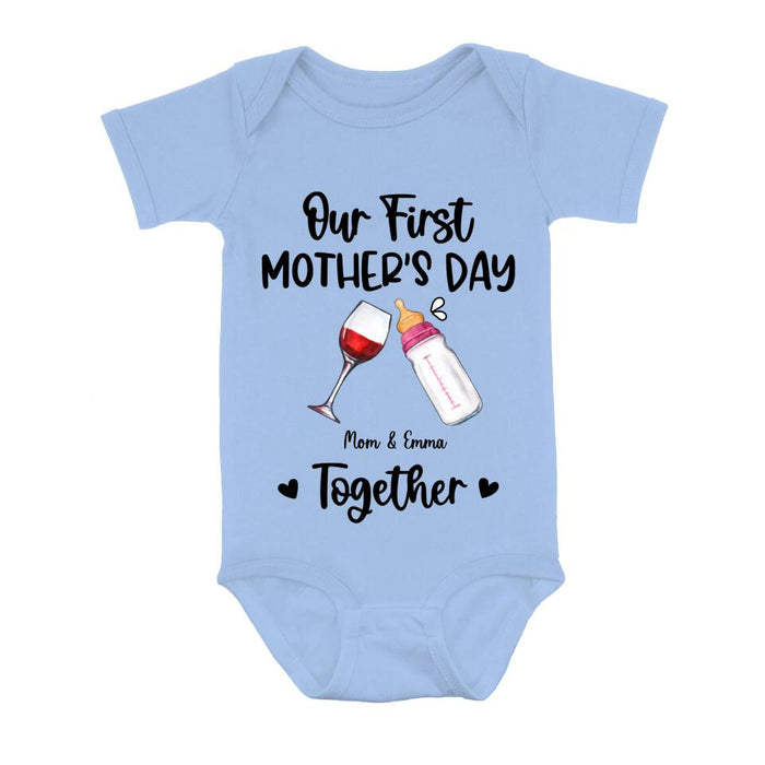 Personalized Baby Onesie/T-Shirt - Mother's Day Gift Idea For Baby/Mom - Our First Mother's Day Together