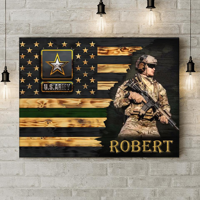 Personalized Veteran Horizontal Canvas - Upload Photo - Gift Idea For Veteran/Birthday