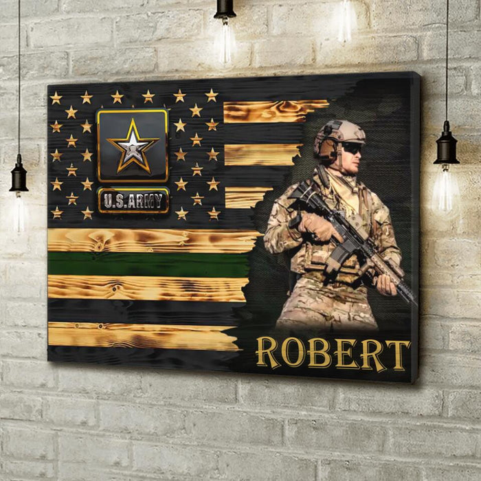 Personalized Veteran Horizontal Canvas - Upload Photo - Gift Idea For Veteran/Birthday