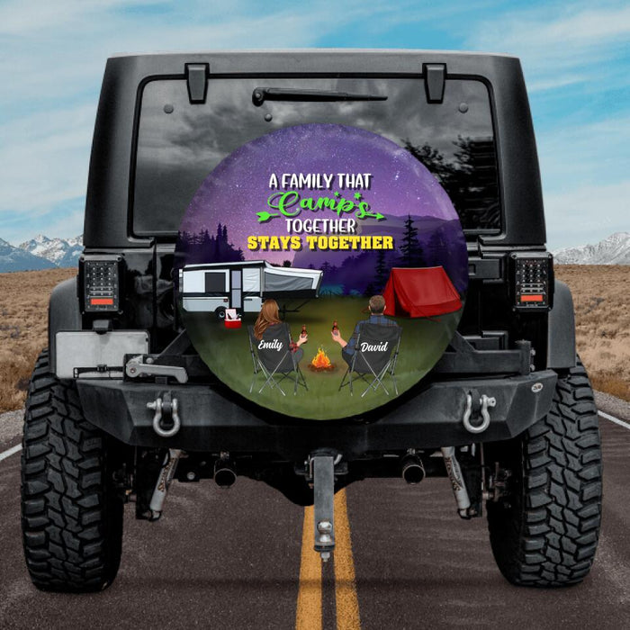 Personalized Family Camping Trip Spare Tire Covers - Couple/Single Parent/Parents With Up to 3 Kids And 4 Pets - Gift Idea For Whole Family/Camping Lover - A Family That Camps Together Stays Together