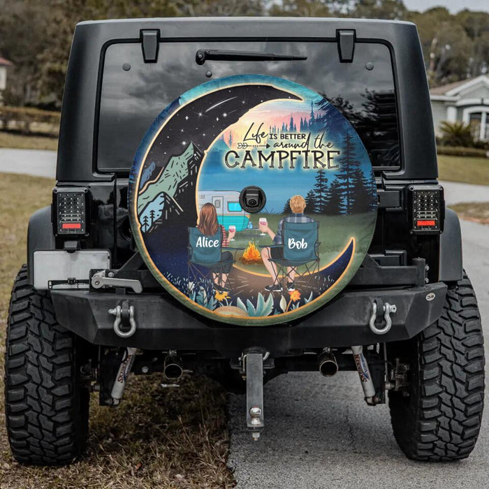 Personalized Camping Moon Spare Tire Cover - Gift Idea For Camping Lover - Life Is Better Around The Campfire