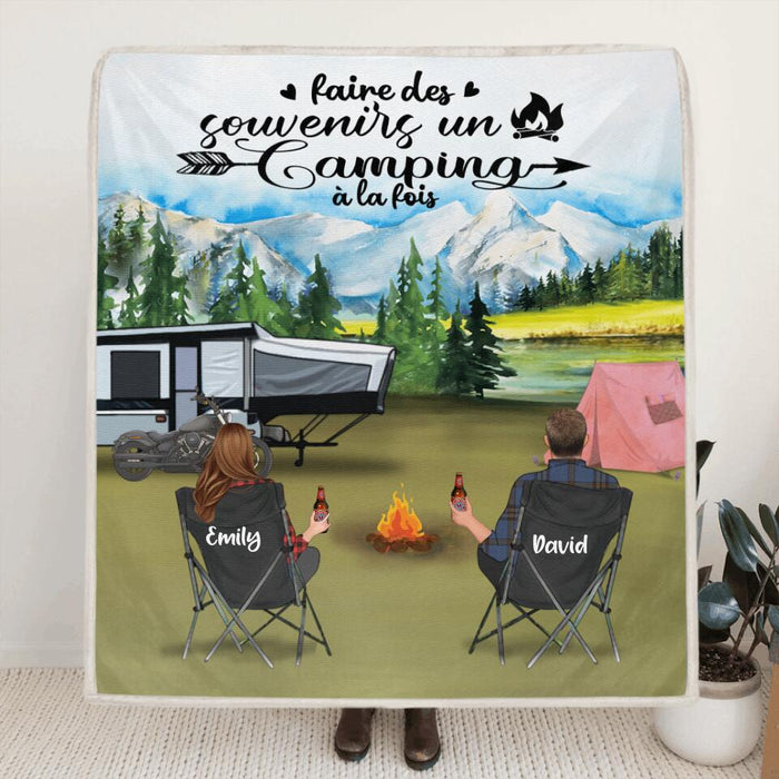Personalized Camping Blanket - Couple/Parents with up to 5 Kids and 4 Pets - Gift For Camping Lover