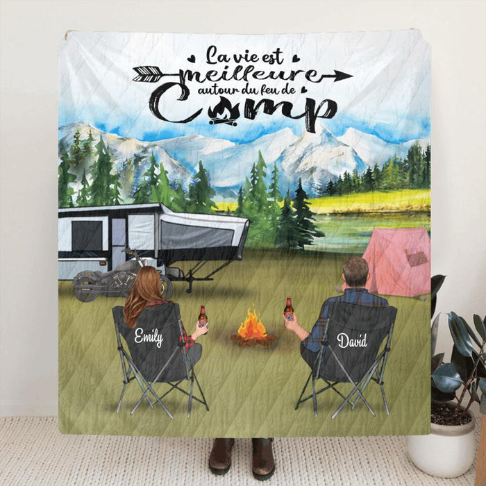 Personalized Camping Blanket - Parents with up to 5 Kids and 4 Pets - Gift For Camping Lover