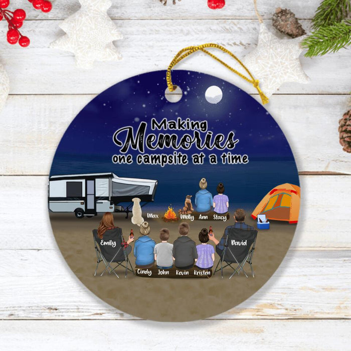 Personalized Beach Camping Ornament - Up to 6 Kids, 2 Pets - Best Gift For Camping Lover - Making Memories One Campsite At A Time