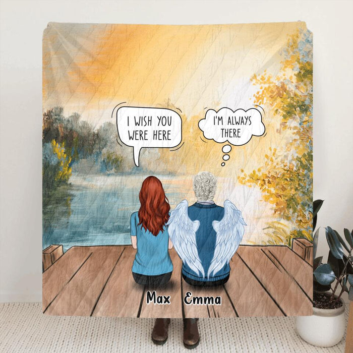 Personalized Memorial Quilt/Fleece Throw Blanket/Pillow Cover - Gift Idea For Father's Day - Dad, I Miss You More Than Anything