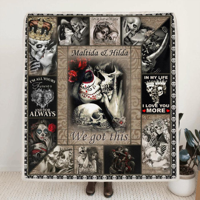 Custom Skull Quilt/Fleece Blanket - Best Gift Idea For Couple - I'm In Love With You And All Your Little Things