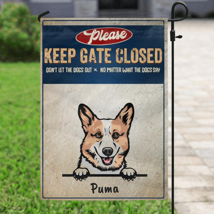 Personalized Guard Dog Flag Sign - Best Gift Idea For Dog Lovers - Please Keep Gate Closed - 32E5WM