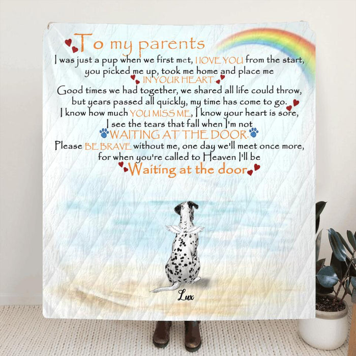 Personalized Memorial Dog Quilt/Fleece Blanket - Parents With Up to 4 Dogs - Best Gift For Dog Lovers - M04NKJ