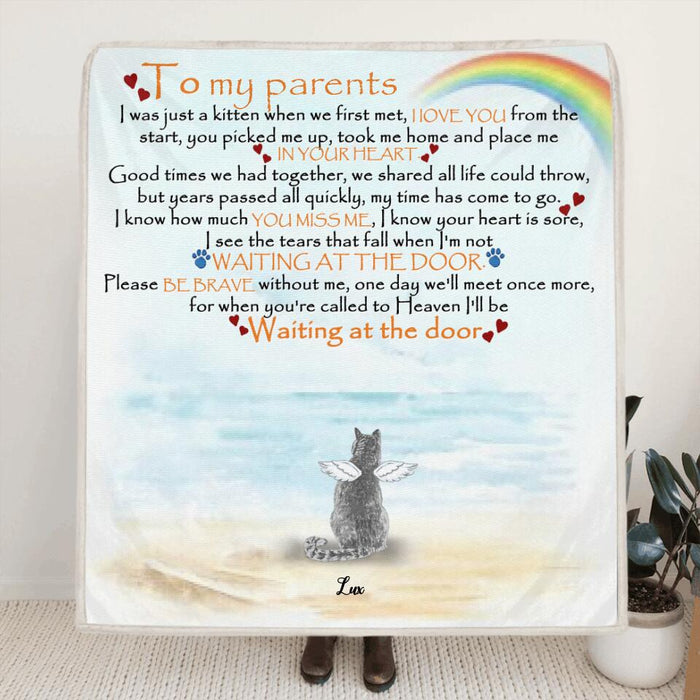 Personalized Memorial Cat Quilt/Fleece Blanket - Parents With Up to 6 Cats - Memorial Gift For Cat Lovers - M04NKJ