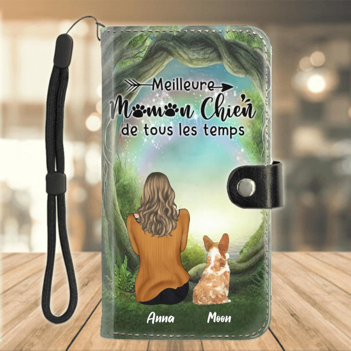 Personalized Dog Mom Phone Wallet - Up to 5 Dogs - Mother's Day Gift Idea For Dog Lovers - French Version - Meilleure Maman Chien De Tous Les Temps