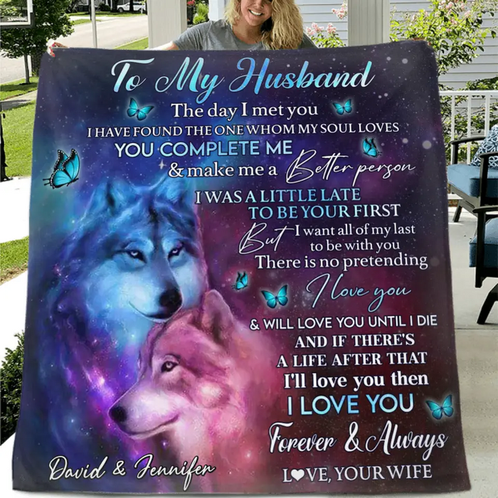 Custom To My Husband Fleece Throw Blanket & Quilt - Gift Idea From Wife To Husband - I Love You Forever & Always